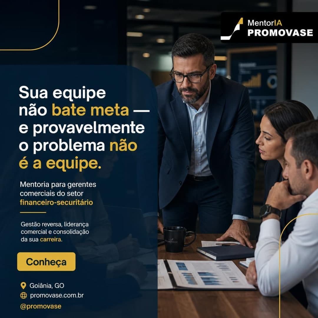 Post institucional da Promovase sobre gestão de equipes comerciais, com logo oficial da marca — imagem gerada pelo PostFeito