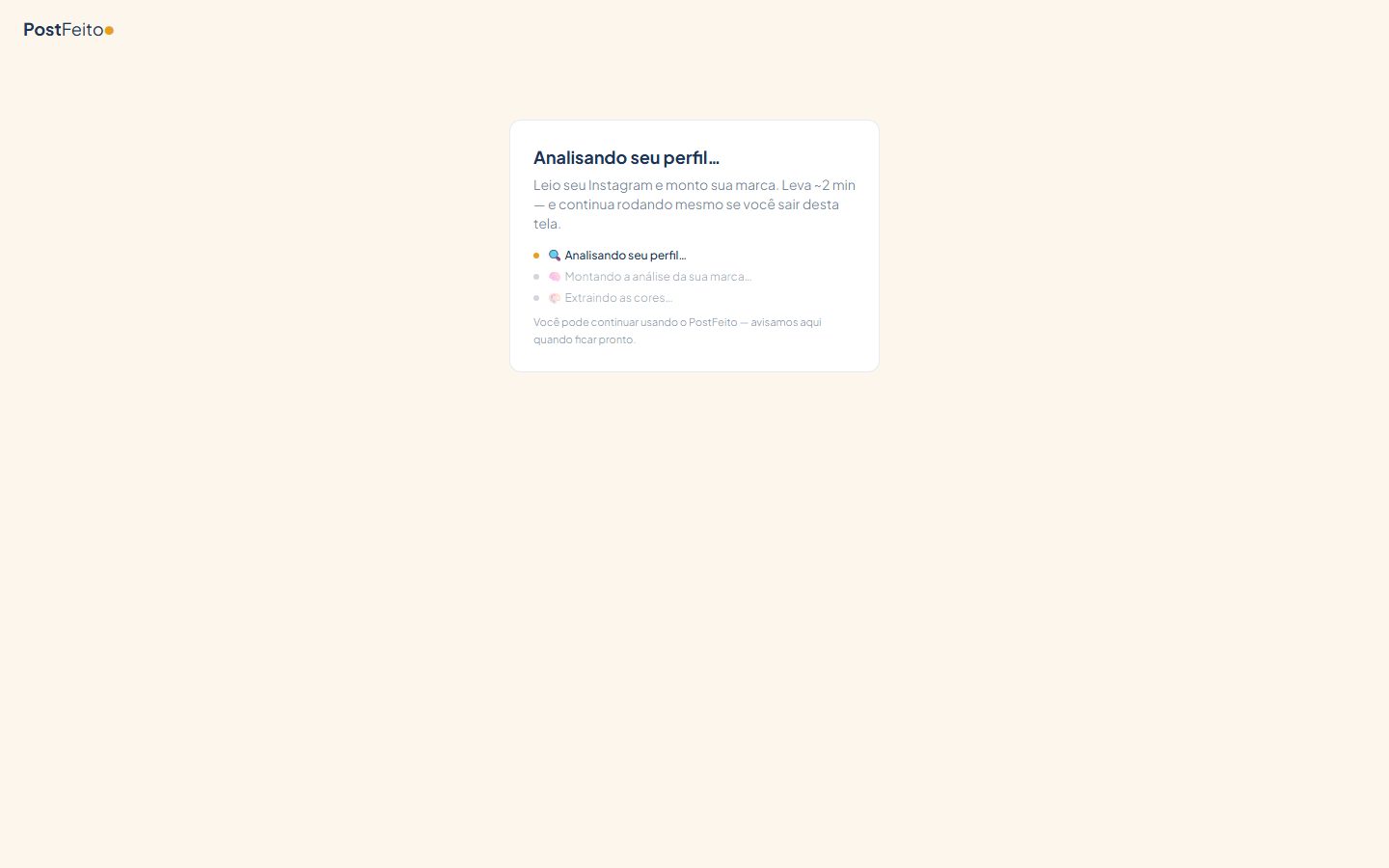 Análise do perfil em andamento